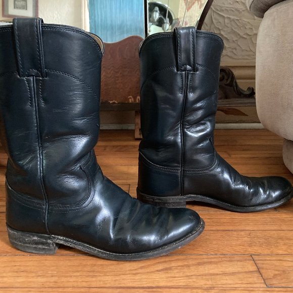 Justin Boots size 6B black leather - Picture 3 of 8